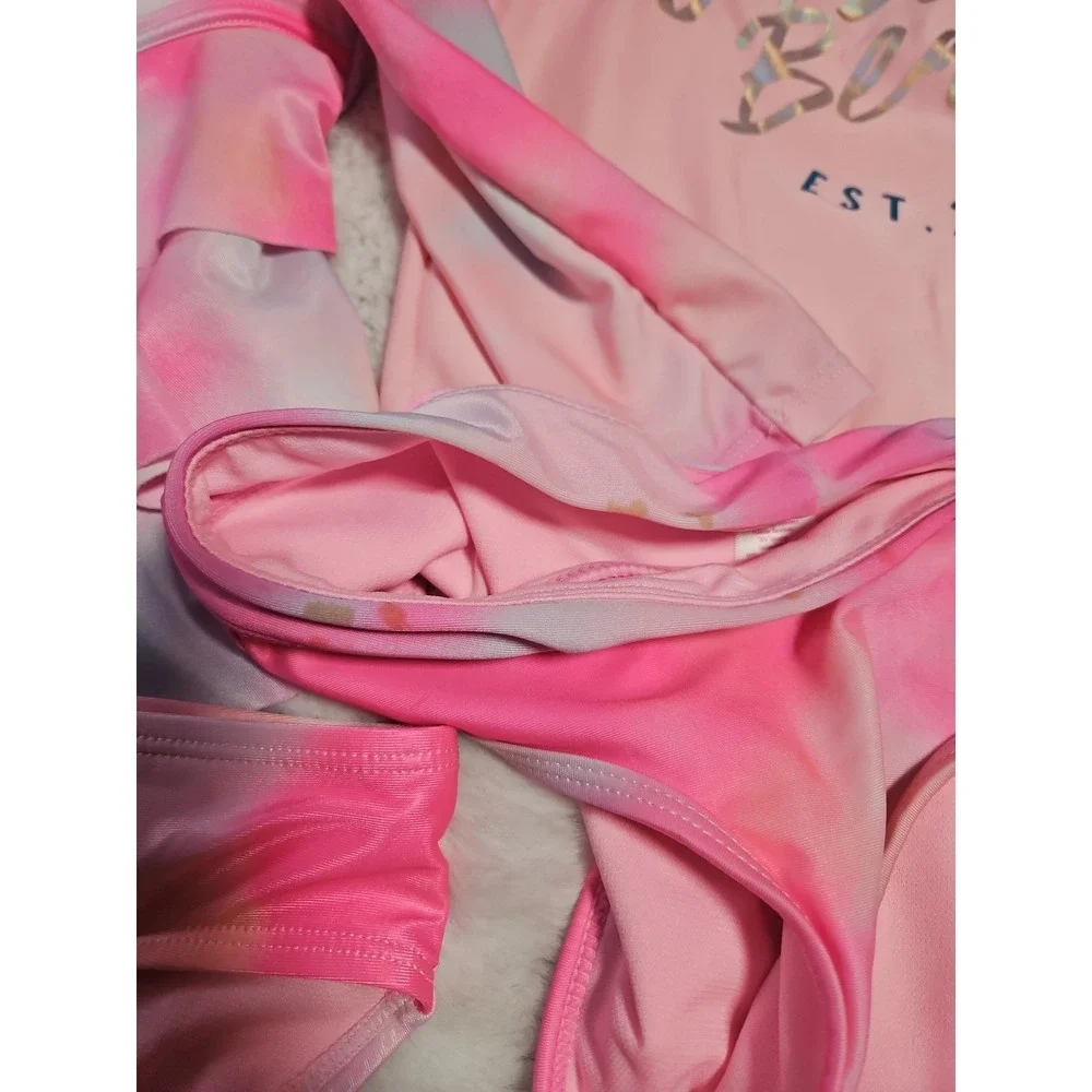 Justice Girls Swimsuit Lot Size M 10 Rash Guard Tankini 4 Pc Mix Match Tie Dye
